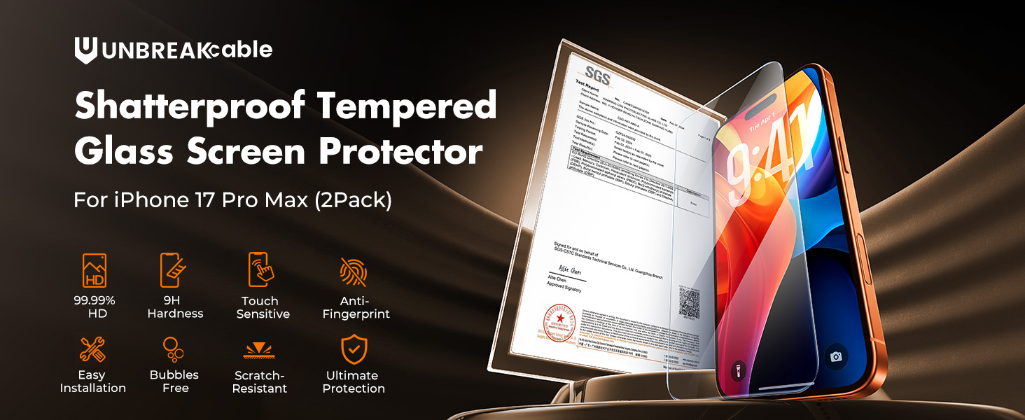 Shatterproof Tempered Glass Screen Protector for iPhone 17 pro max