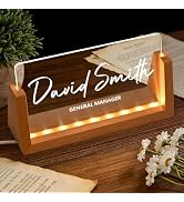 Custom Name Plate for Desk, Personalized Light Up Acrylic Desk Name Plate, Personalized Office Gi...