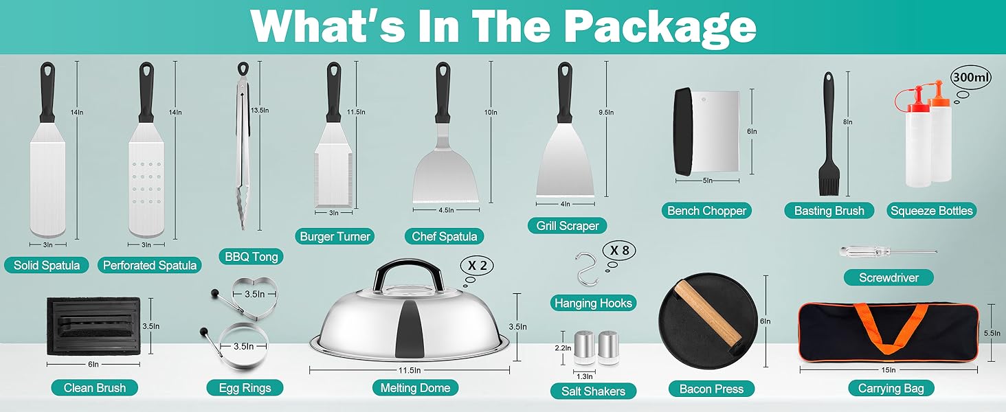 Flat top grill accessories set is perfect for indoor and outdoor cooking grilling camping barbecue