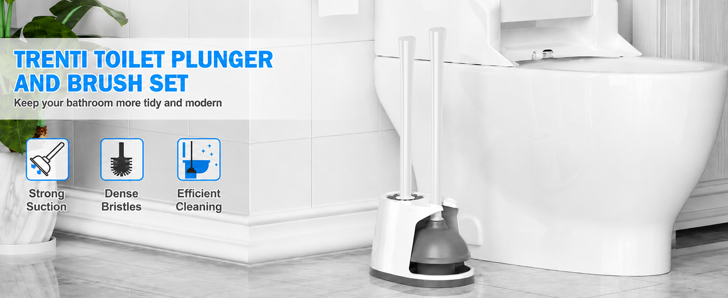Toilet brush an plunger set