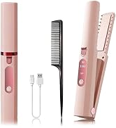 Cordless Hair Straightener and Curler 2 in 1 Portable Mini Cordless Hair Straightener with USB Ch...