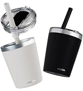 CUPKIN Trainer Sippy Cup, The Original 8 oz Stackable Stainless Steel Modern Tumblers, Set of 2 P...