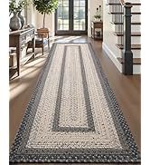 DEXI Woven Hallway Runner Rug, 2x7 Rustic Braided Vintage Carpets, Non Slip Indoor Outdoor Farmho...