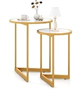 Giantex Nesting End Tables Set of 2, Round Stacking Side Table, Modern Nesting Coffee Table with ...