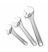 Hitork 3-Piece Adjustable Wrench Set 6-Inch, 8-Inch, 10-Inch, Chrome-Plated Cr-V Steel, Wide Open...