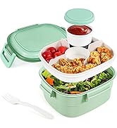 Caperci Superior Salad Container for Lunch To Go - Large 55-oz Salad Bowl Lunch Box Container wit...