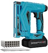 HHieratic 3/8” Cordless Nail Gun with 18v Battery,2 in 1 Cordless Brad Nailer,Professional Heavy ...