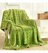 Heated Blanket Electric Throw, 50"X60" Heating Blanket Waffle with 12 Heat Levels, Fast Heating B...