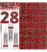 36000Pcs Red Rhinestones for Bedazzling, Bedazzler Kit with Rhinestones, Multi-Size 2-6MM Light S...