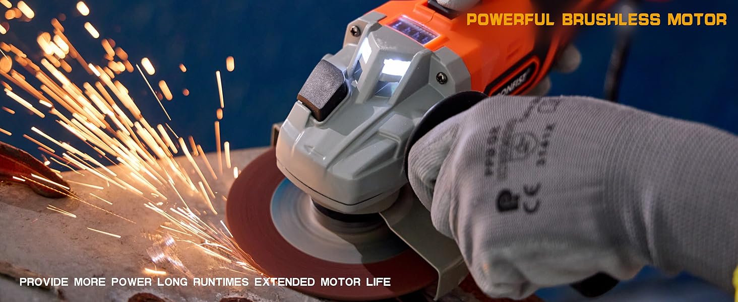 Angle grinder cordless battery lithium brushless motor cutting grinding cut tool power wood metal