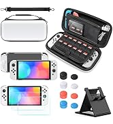 YUANHOT Accessories Bundle Compatible with Switch OLED Including Carrying Case Bag, Protective Ca...