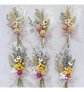 Mini Dried Flower Bouquet Set of 6, Small Bouquets, Bohemian Wedding Table Centerpieces Table Arr...