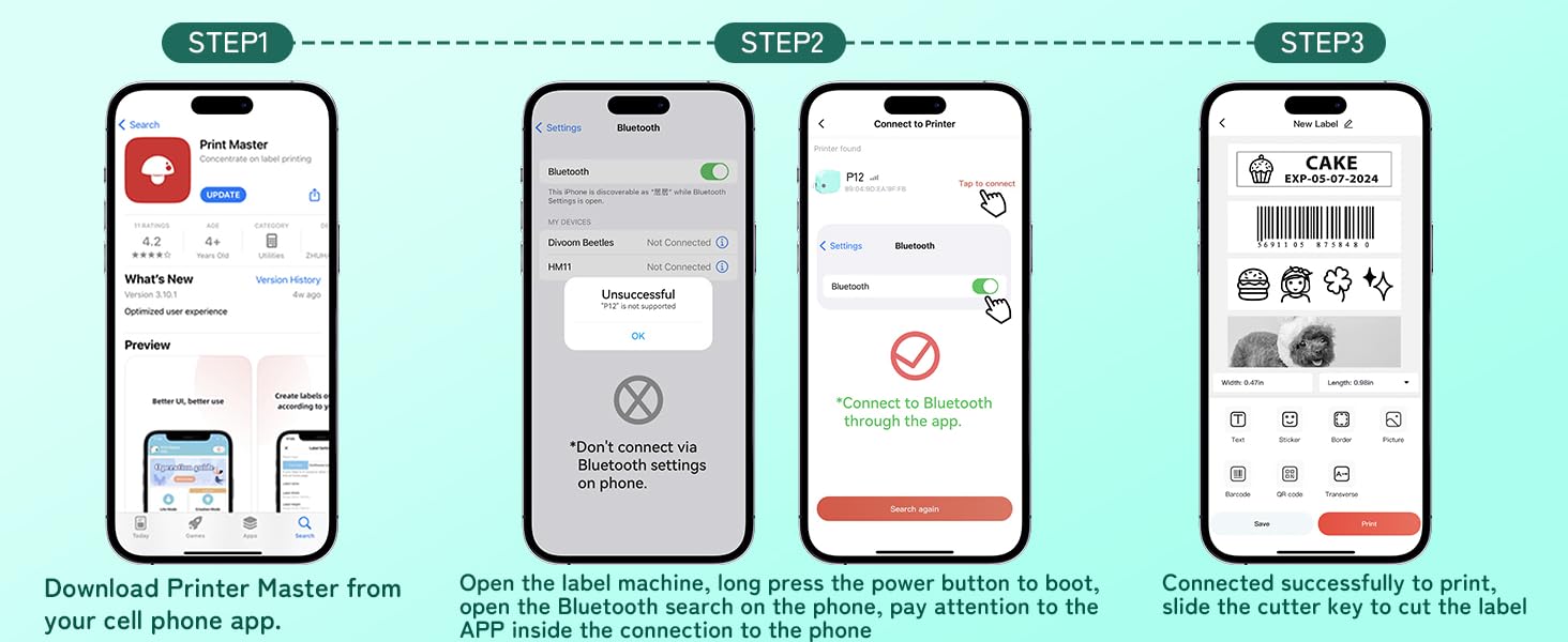 Mini Sticker Printer Rechargeable for Home Office Small Business