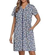 Ekouaer Women Zipper Robes Knit Short Bathrobe Lightweight House Coat with Pockets Soft Nightgown