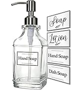 JASAI Antique Design Soap Dispenser with Rust Proof 304 Stainless Steel Pump, Refillable Glass So...