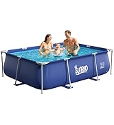 Sunrio 10'*79"*26" Rectangular Above Ground Swimming Pool Metal Frame Family Pool for Kids and Ad...