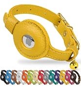 OOPSDOGGY AirTag Cat Collar with Bell - Non Breakaway Leather Kitten Collar with Apple Air Tag Ho...