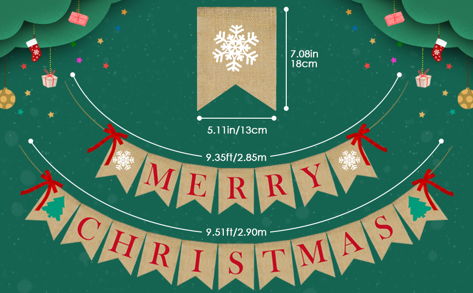 Merry Christmas burlap banner