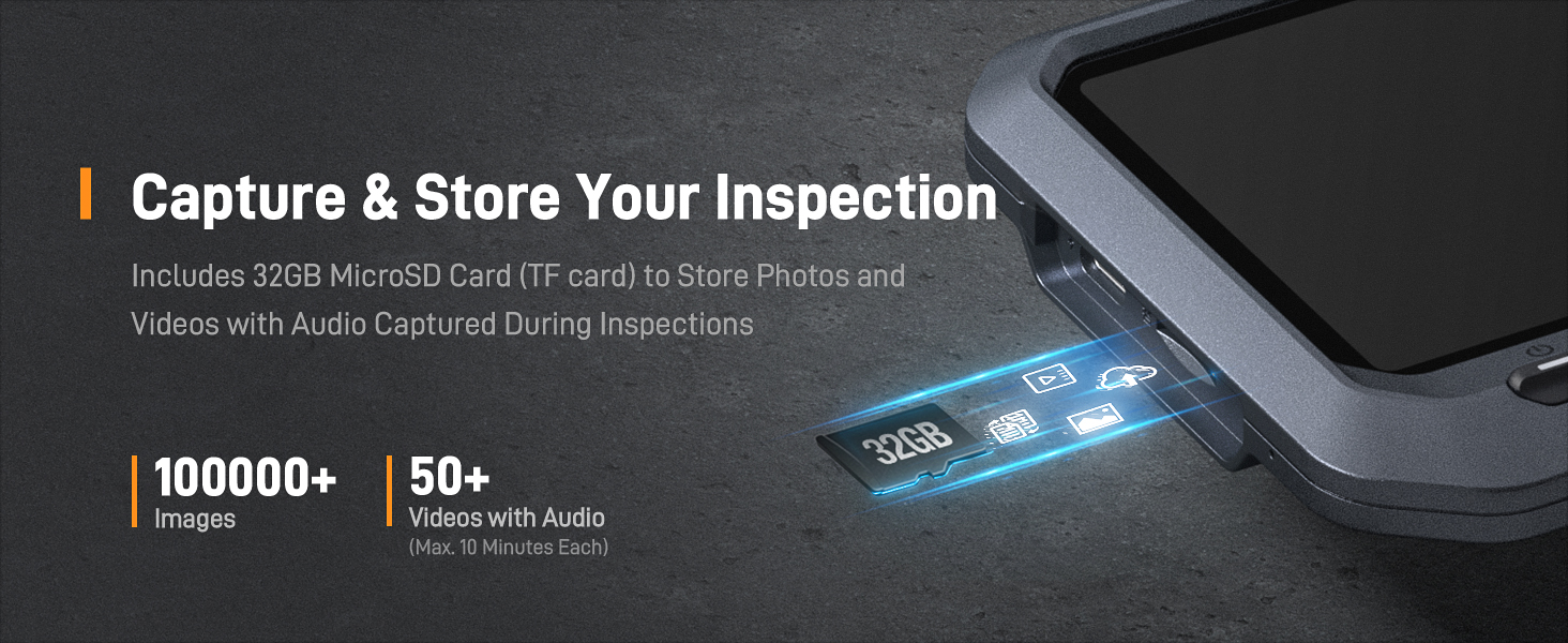 2-Way Articulating Borescope with 32GB Micro SD TF Memory Card for Capturing Photo and Video