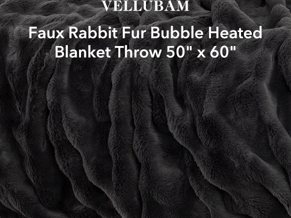 Faux Rabbit Fur Bubble Heated Blanket