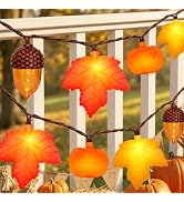 8.5Ft 10 LED Fall String Lights Plug in LED Autumn Lights String with Orange Yellow Maple Leaf Pu...