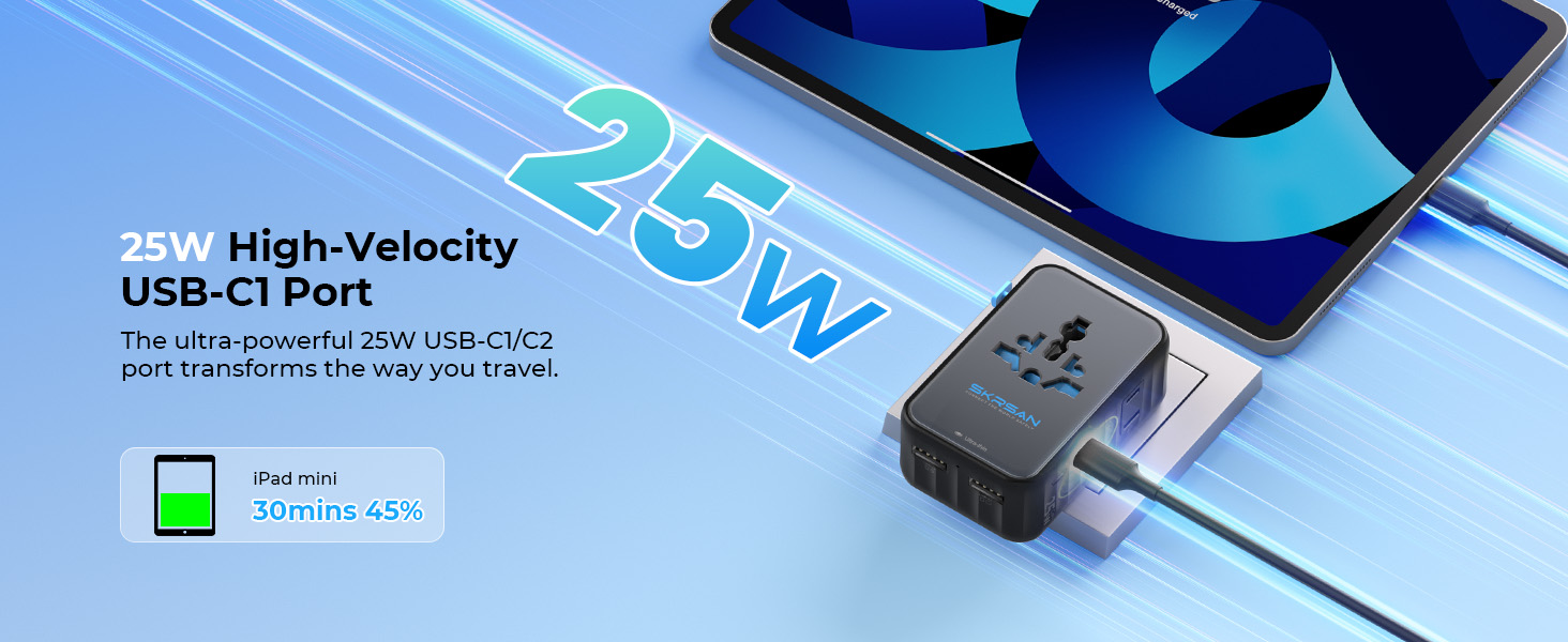 SKRSAN Aura Ultra-Thin International Travel Adapter, Minimalist 36mm Slim