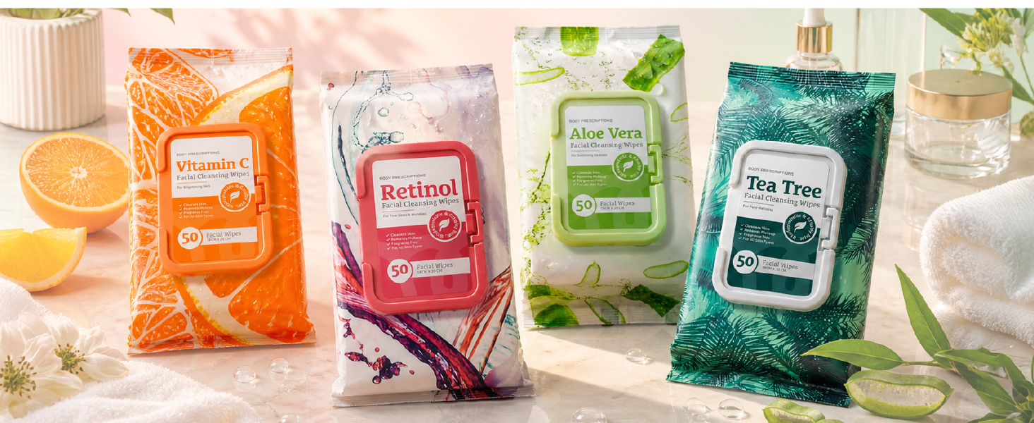 Vitamin C, Retinol, Aloe Vera, Tea Tree