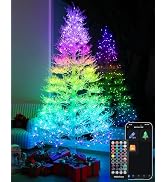 7.5FT Smart White Christmas Tree with 500 LED Lights & 650 Branch Tips, Pre-Lit Artificial Holida...