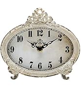NIKKY HOME Vintage Table Clock, Battery Operated Rustic Design, Chic Home Décor for Fireplace Man...