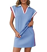 Fisoew Womens 2 Piece Skirt Set Summer Cap Sleeve Tops Matching Tennis Skirts Casual Color Block ...