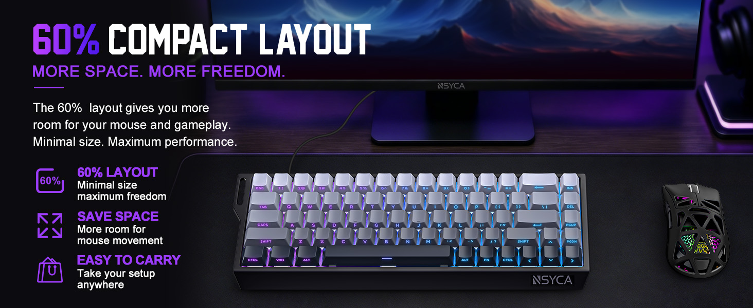60% percent keyboard Hall Effect rapid trigger magnetic switches mechanical gaming keyboards