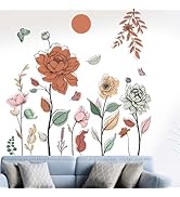 Boho Flower Wall Stickers for Bedroom: Peel and Stick Wildflower Floral Butterflies Wall Decals -...