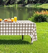 misaya 8 Packs Buffalo Disposable Table Cloth, 54 x 108 Inch Waterproof Plastic Tablecloth, Recta...