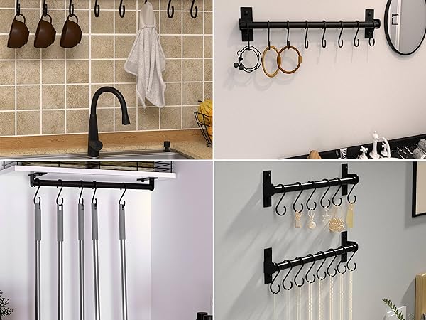 Dseap kitchen utensil rack is perfect for hanging cups, pot, pans and kitchen utensil
