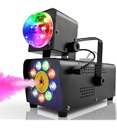 Fog Machine with Disco Ball Light, 16 LED Smoke Machine, Wireless Remote