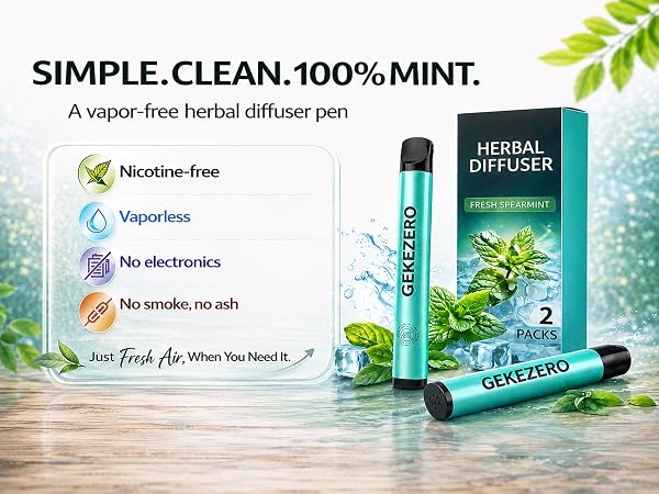 SIMPLE.CLEAN.1OO% MINT. A vapor-free herbal diffuser pen