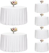 Fixwal 108 Inch White Round Tablecloth, 6 Pack Round Table Cloth Polyester Fabric Washable Table ...