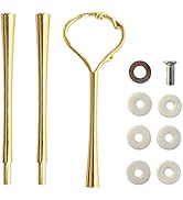 Happy Will 3 Tier 14" Heavy Metal Cake Stand Holder Fruit Plate Stand Fitting Hardware Rod (Golde...
