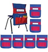 Carson Dellosa 6-Pack Blue and Red Chairback Buddy Pocket Chart Set, 15" x 19" Back of Chair Scho...