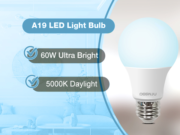 A19 LED light bulbs 60W Daylight