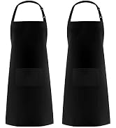 Syntus 2 Pack 100% Cotton Adjustable Bib Apron with 2 Pockets Cooking Kitchen Aprons for Women Me...