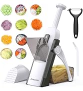 Safe Mandoline Slicer for Kitchen, Adjustable Thickness 0.1-8 mm, 5 in 1 Multi Vegetable Chopper,...
