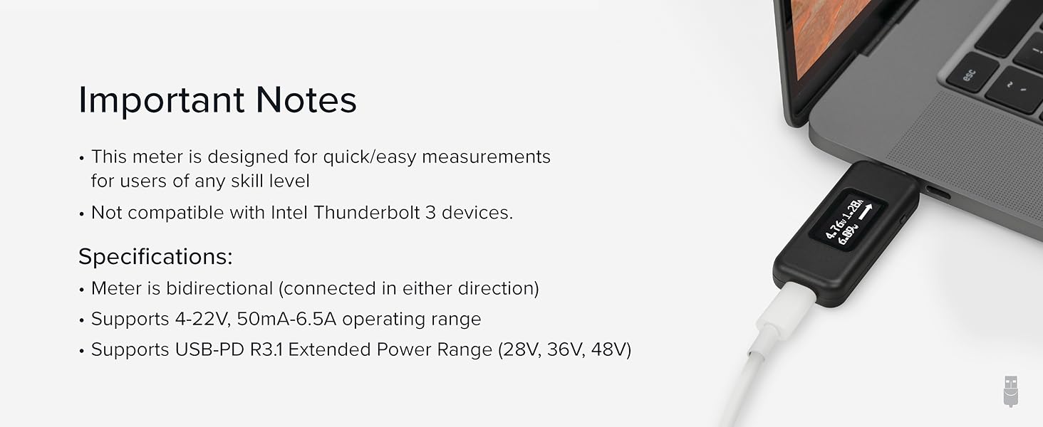 USB-C voltage and amperage meter for quick, easy measurements, ideal for all skill levels
