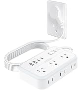 Surge Protector Power Strip with 6 Outlets 4 USB Ports(2USB C), Flat Extension Cord with Multiple...