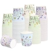 RUSPEPA 5oz Disposable Paper Cups, Bathroom Cups Small Mouthwash, 100 Pack Set Wild Flower Design...