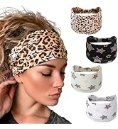 4 Pcs Y2k Headbands for Women Non Slip Wide Elastic Leopard Headbands Twist Knotted Hair Bands Sp...