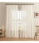 Joydeco Sheer Curtains 84 Inches Long, White Curtains for Living Room 2 Panels Set, Linen Curtain...