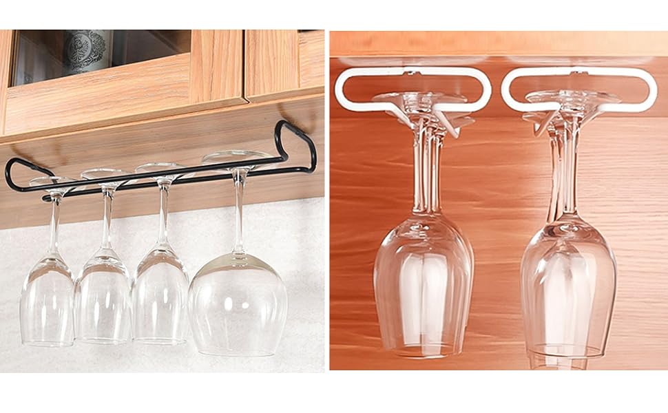 Set of 2 Under Cabinet Wine Glass Rack