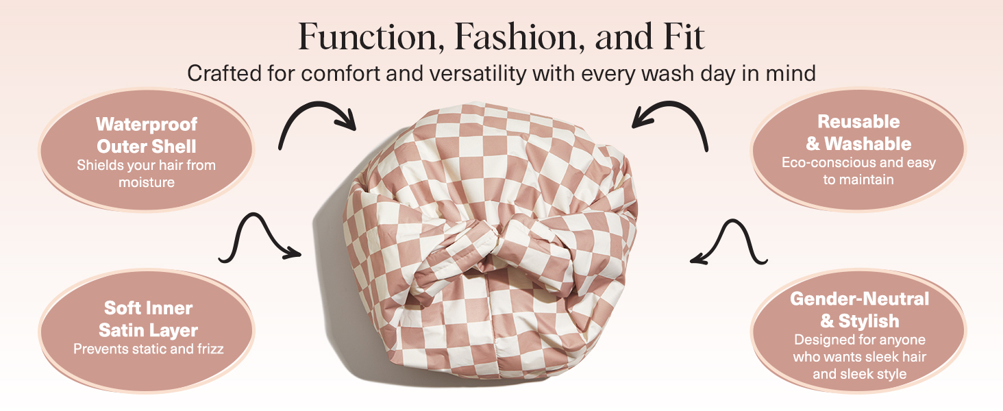 Large Wide Shower Cap for Women & Men Adjustable, Stylish Hair Cap for Shower, For Long & Short Hair