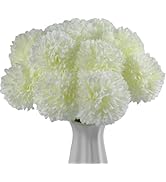 YGbridge White Artificial Flowers Ball Chrysanthemum, 12PCS Artificial Silk Flowers Faux Flowers ...